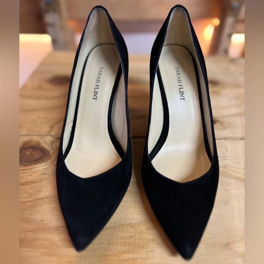 Sarah Flint Perfect Jay Pump 100 Black Suede Sz 7.5
